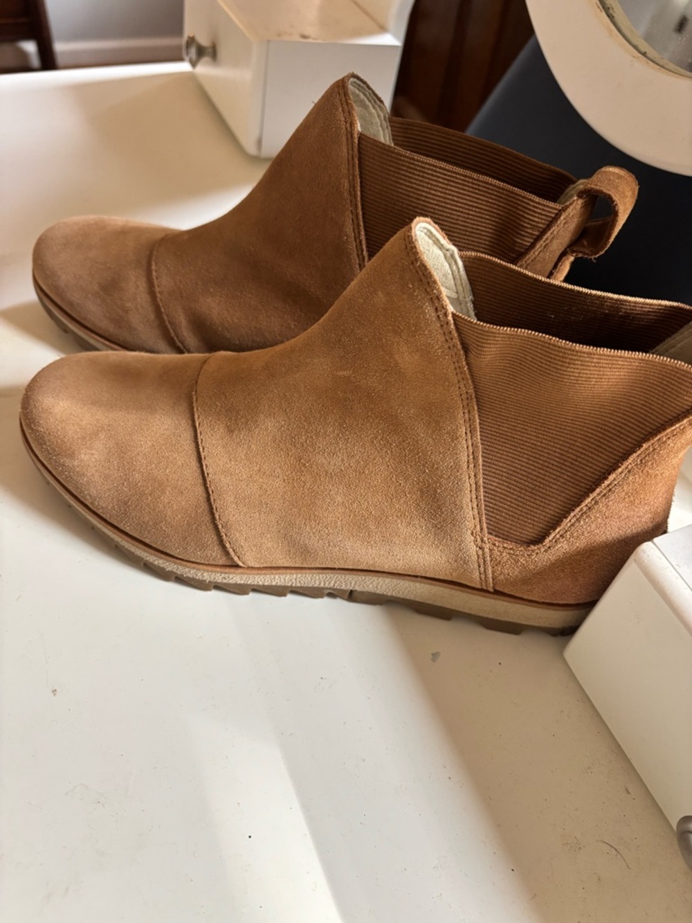 Sorel Women's Suede Slip-On Ankle Boot in Tan